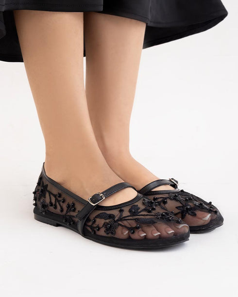 ILSA Embroidered Ballet Pumps